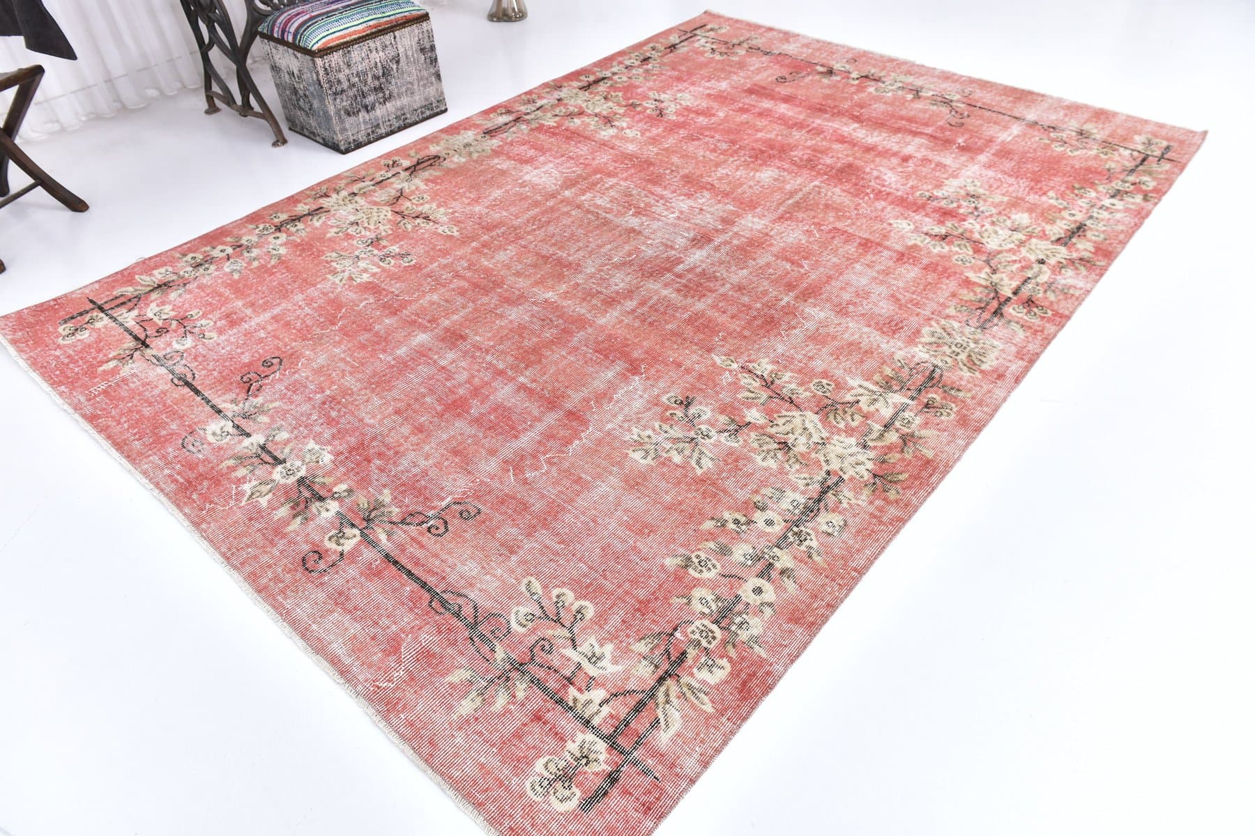 Dywan 213x309 cm, czerwony, wełna, Turcja, lata 60. - 211812