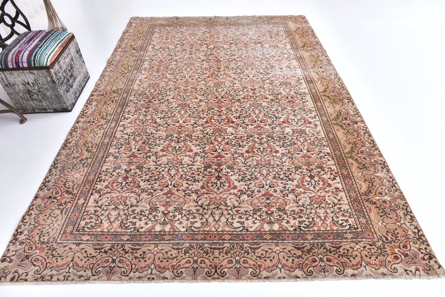 Dywan 189x281 cm, beżowy, wełna, Turcja, lata 70. - 211803