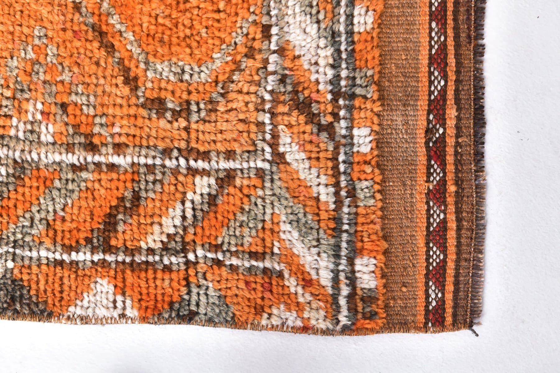 Chodnik 82x341 cm, pomarańczowy, wełna, Turcja, lata 70. - 211771