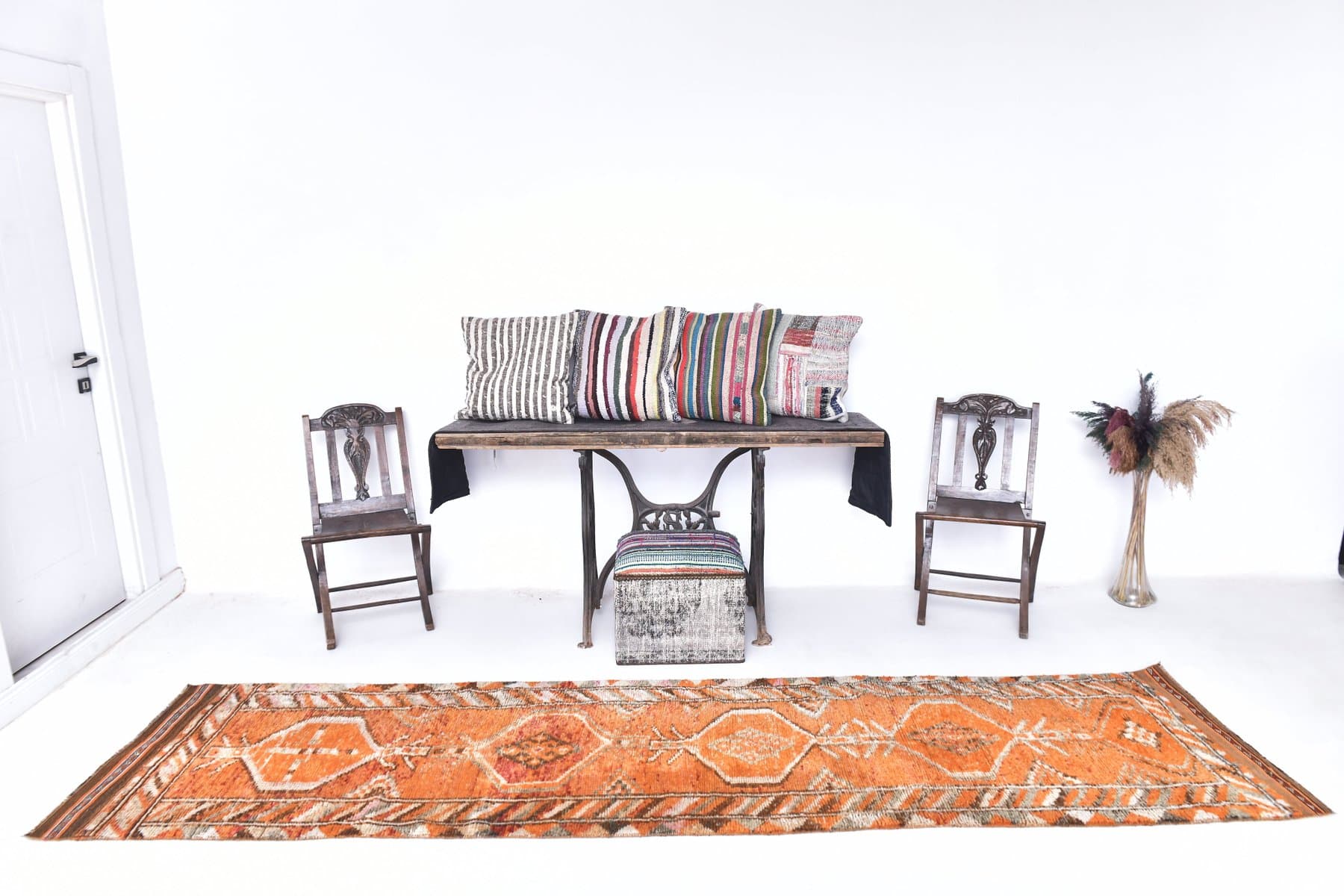 Chodnik 82x341 cm, pomarańczowy, wełna, Turcja, lata 70. - 211766