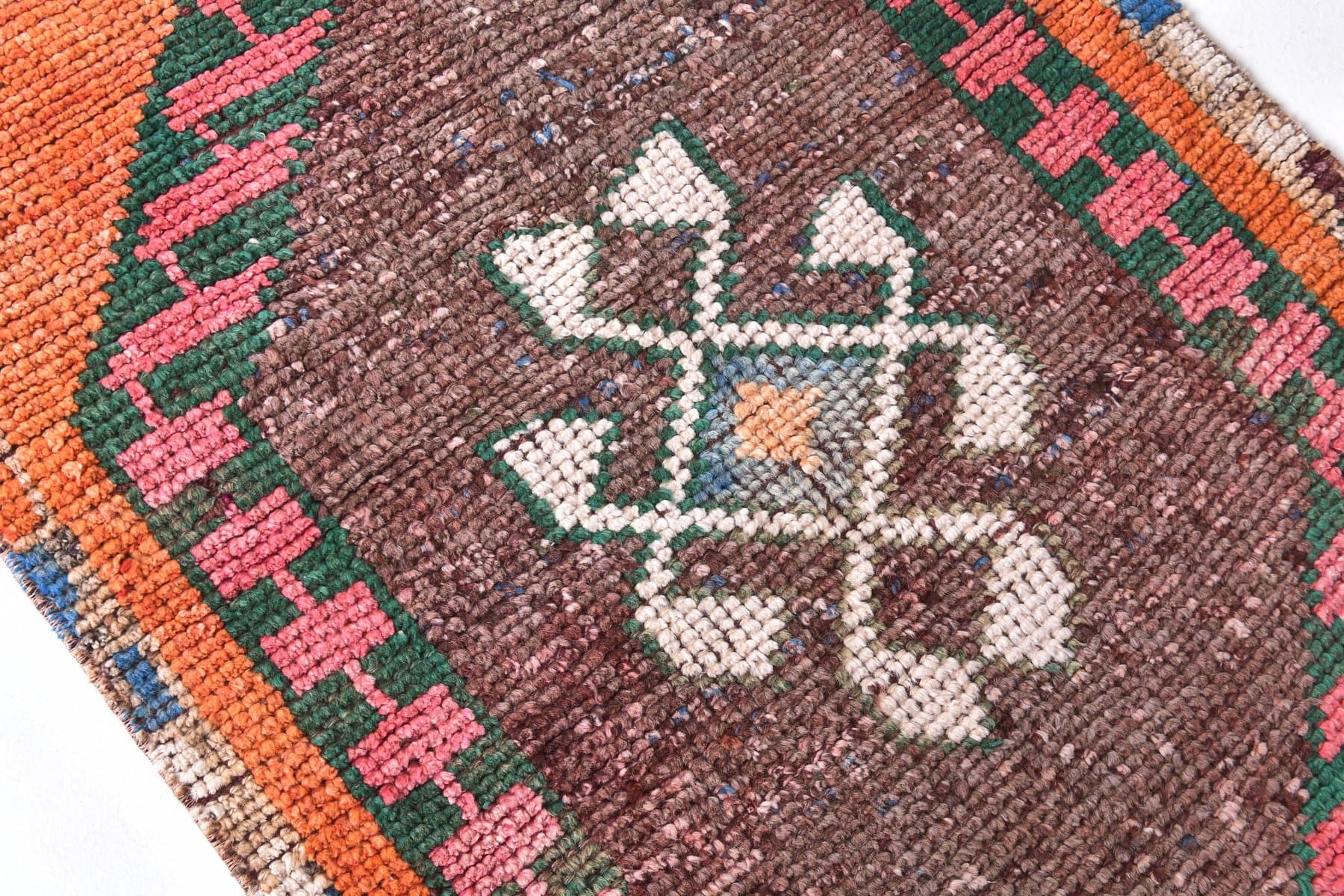 Chodnik 89x349 cm, pomarańczowy, wełna, Turcja, lata 70. - 211758