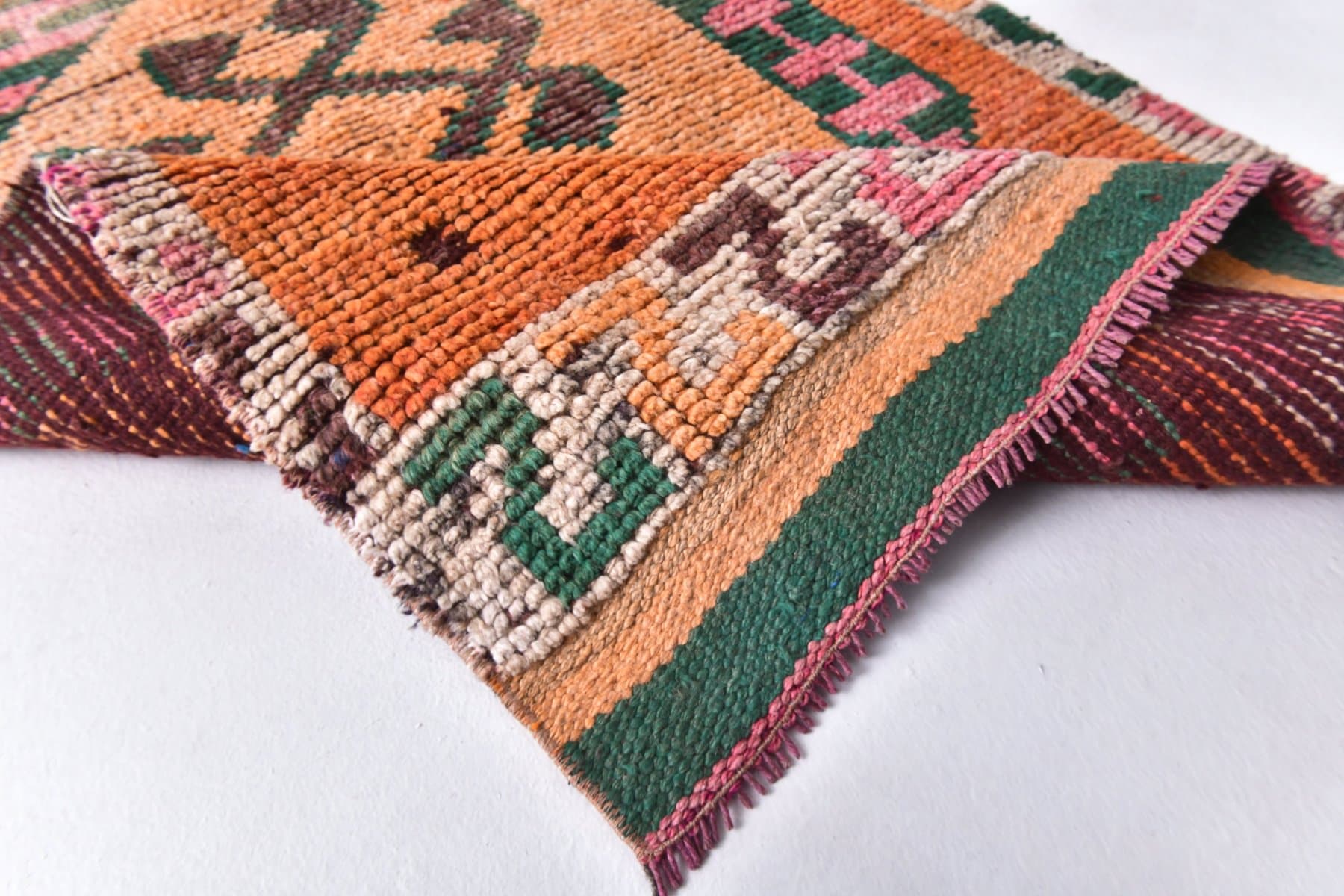 Chodnik 89x349 cm, pomarańczowy, wełna, Turcja, lata 70. - 211763