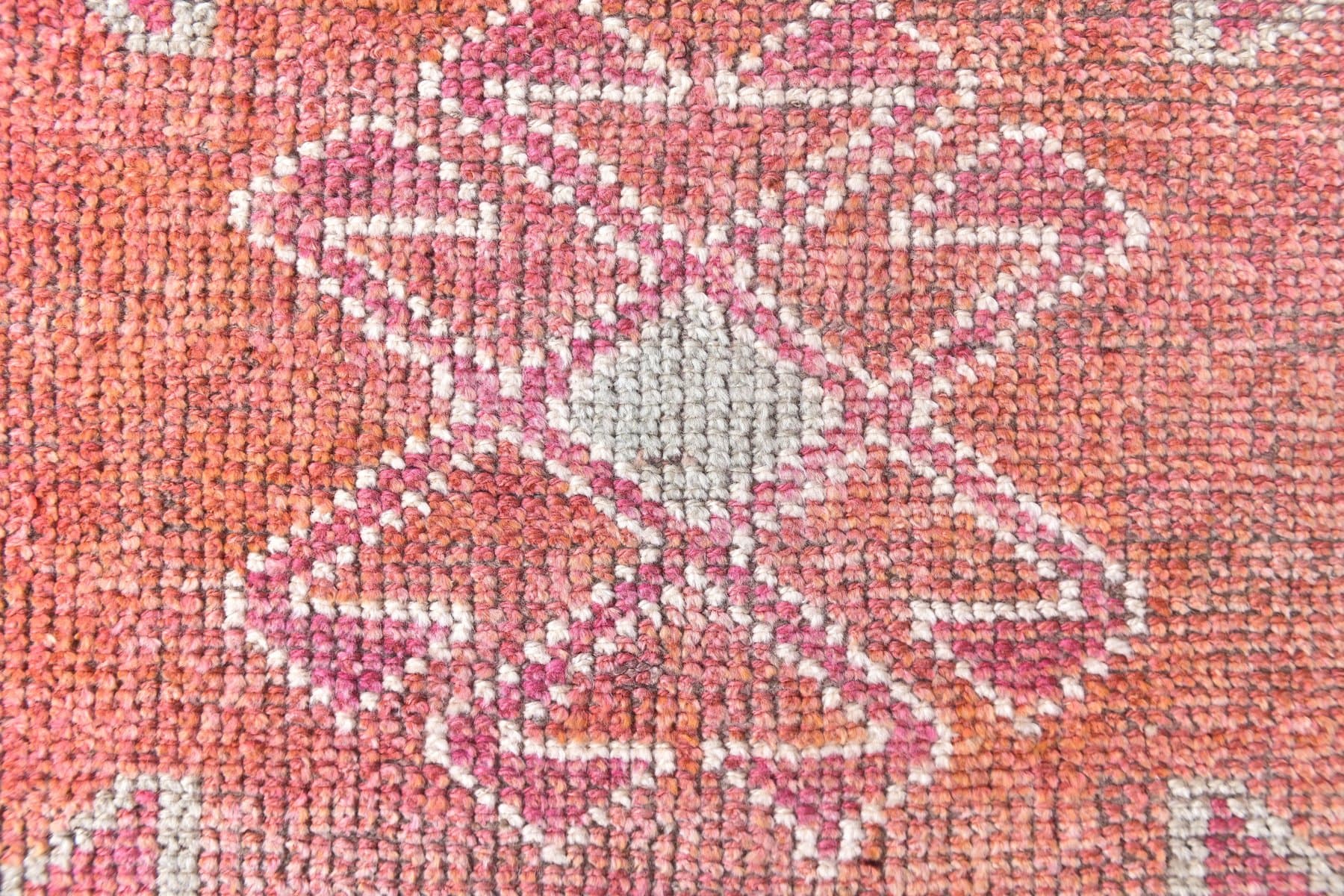 Chodnik 310x94 cm, różowy, żółty, wełna, lata 70. - 211747