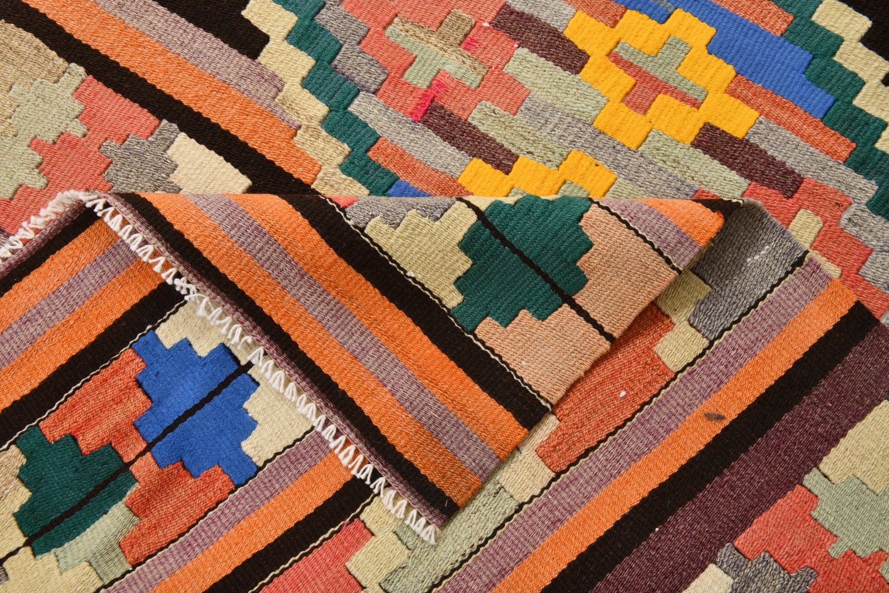 Chodnik 84x370 cm, czerwony, bawełna, lata 70. - 211743