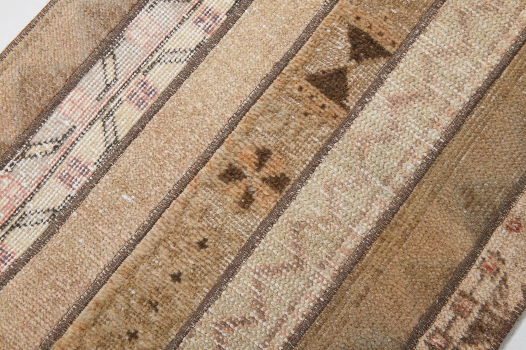 Chodnik 266x61 cm, beżowy, zielony, bawełna, Turcja, lata 60. - 211725