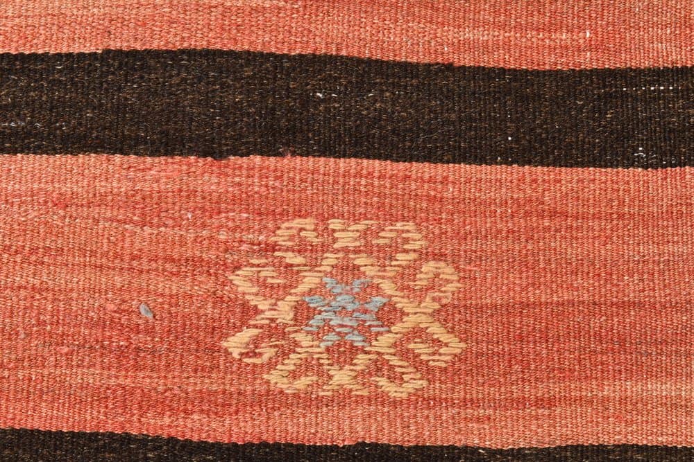 Kilim 256x194 cm, pomarańczowy, brązowy, wełna, Turcja, lata 60. - 211717