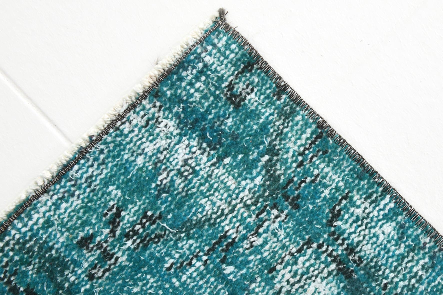 Chodnik 225x45 cm, turkusowy, wełna, lata 70. - 211707