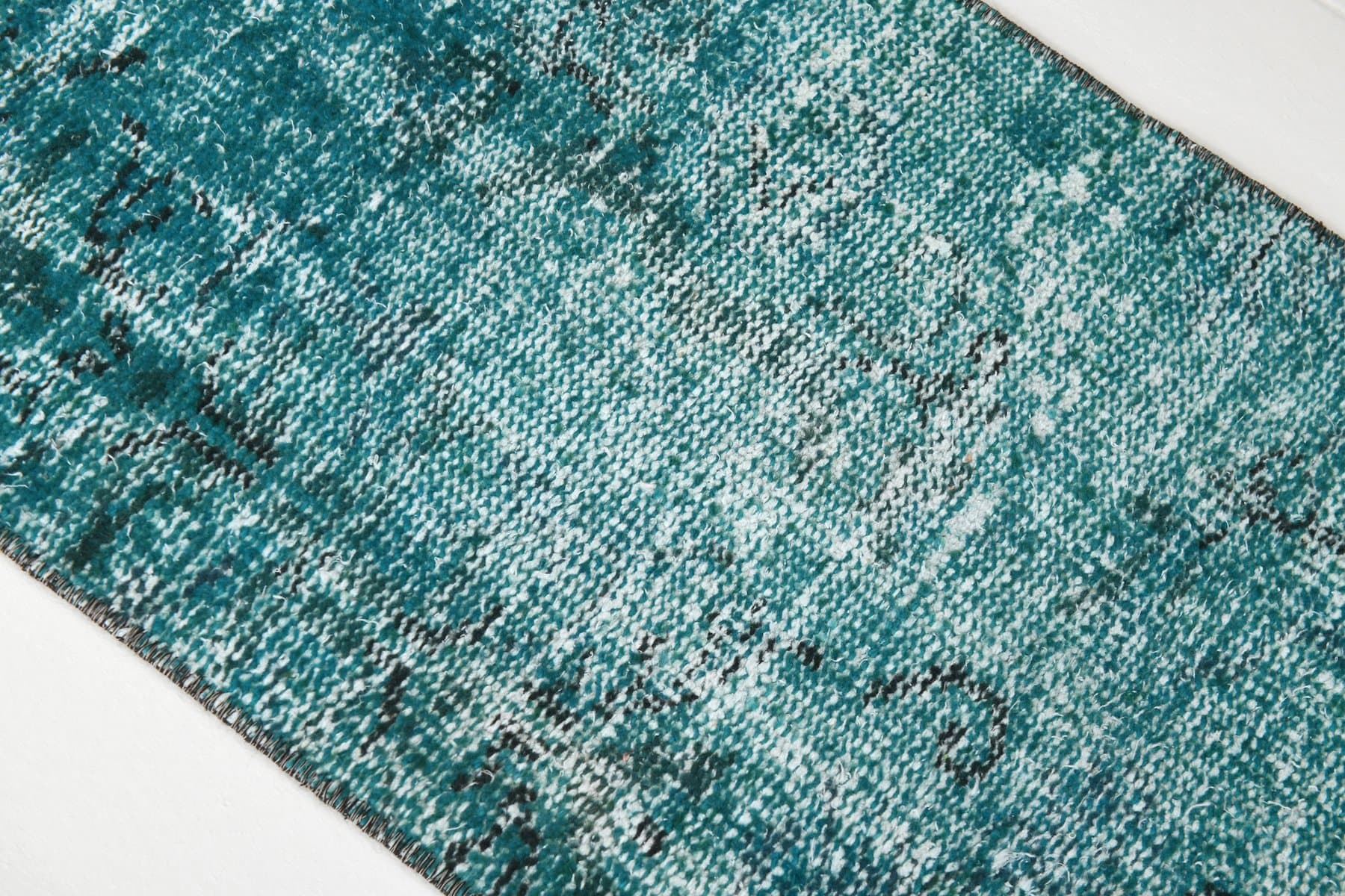 Chodnik 225x45 cm, turkusowy, wełna, lata 70. - 211702