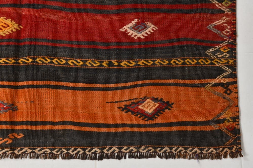 Kilim 123x157 cm, czerwony, wełna, lata 70. - 211693