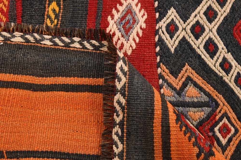 Kilim 123x157 cm, czerwony, wełna, lata 70. - 211695