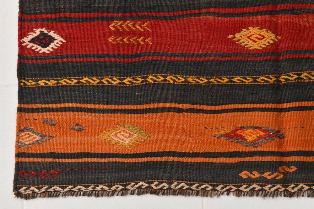 Kilim 123x157 cm, czerwony, wełna, lata 70. - 211692