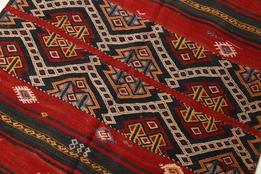 Kilim 123x157 cm, czerwony, wełna, lata 70. - 211691