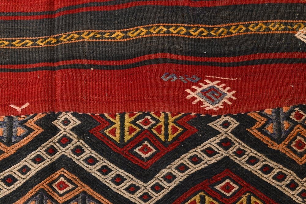 Kilim 123x157 cm, czerwony, wełna, lata 70. - 211694