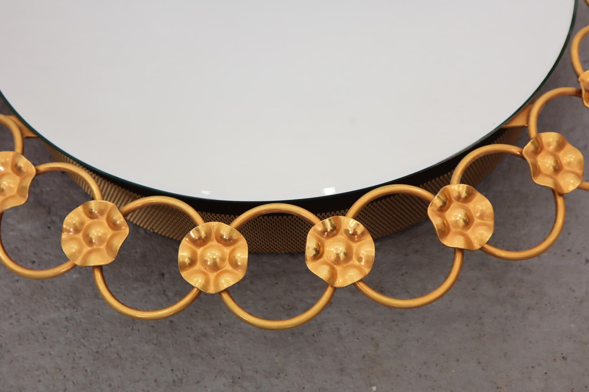 Wall mirror decorative, golden metal, Poland, 1960s - 15386