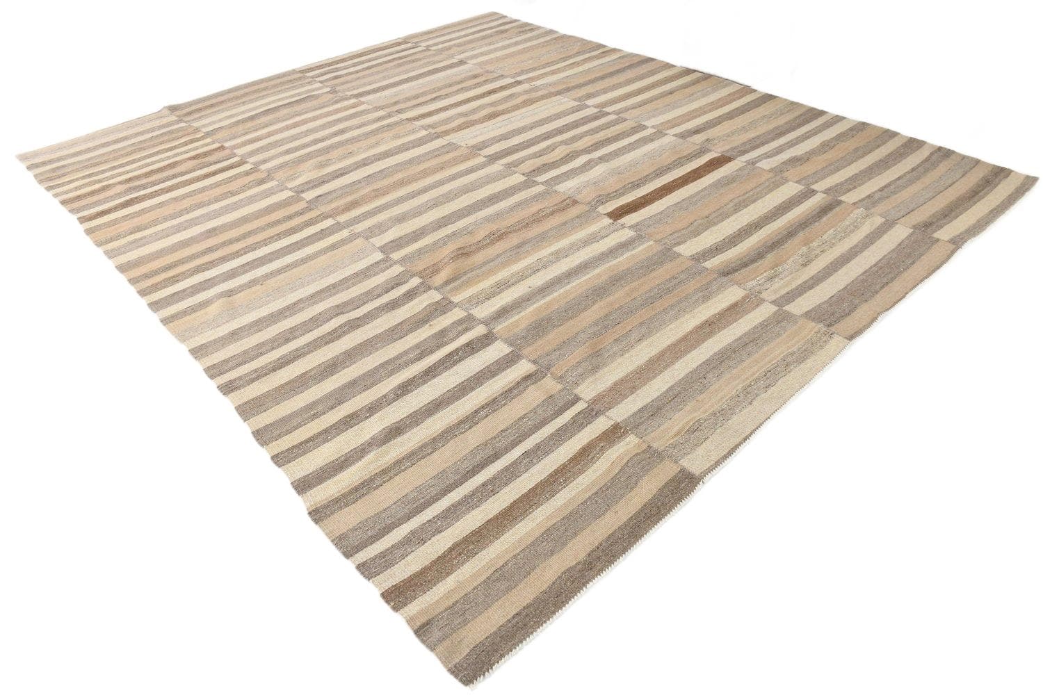 Kilim 353x303 cm, beżowy, brązowy, wełna, Turcja, lata 70.