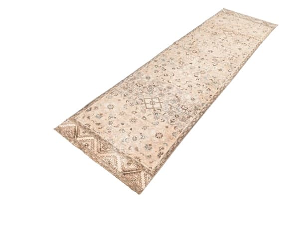 Chodnik 81x295 cm, beżowy, brązowy, wełna, lata 70.