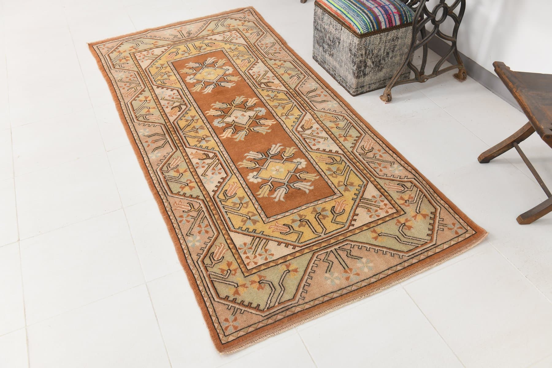 Dywan 235x110 cm, brązowy, wełna, lata 70. - 211574