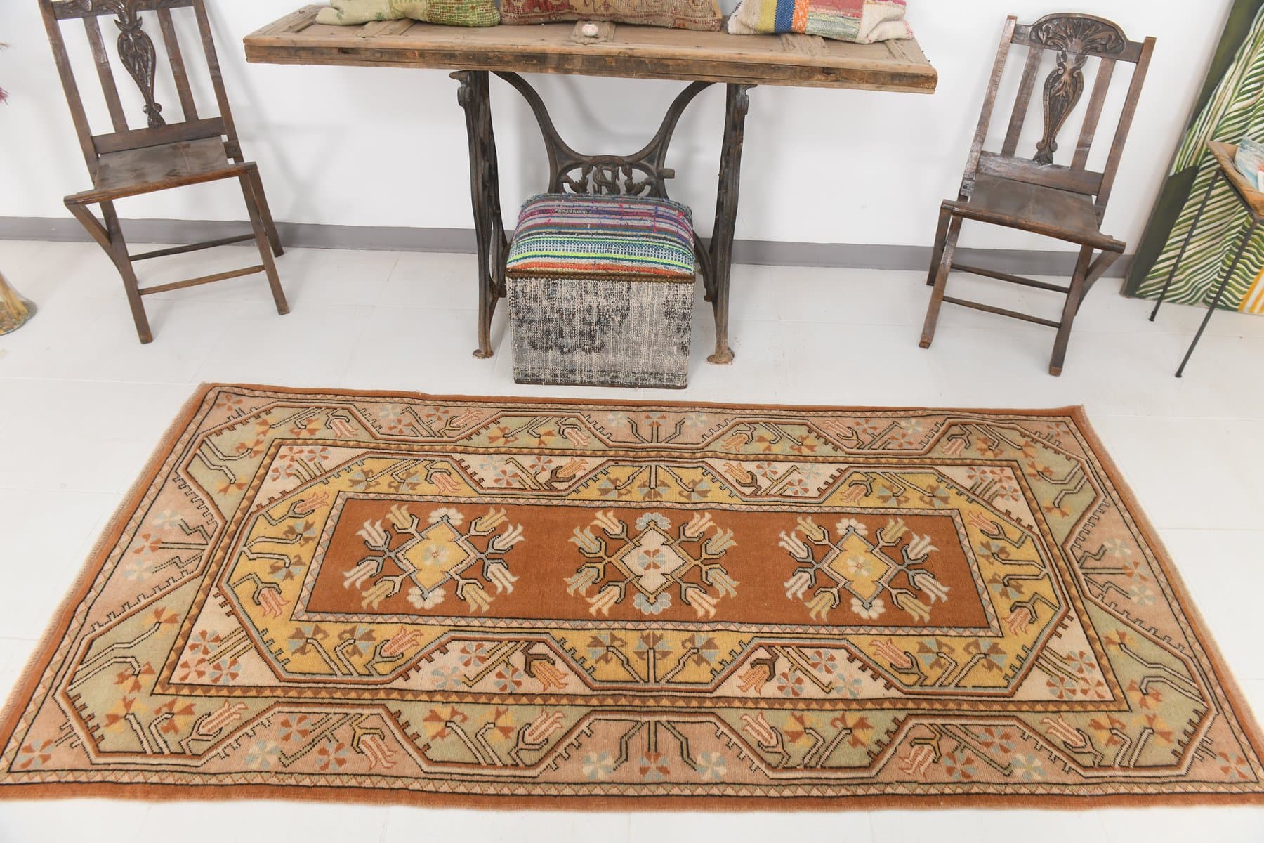 Dywan 235x110 cm, brązowy, wełna, lata 70. - 211575