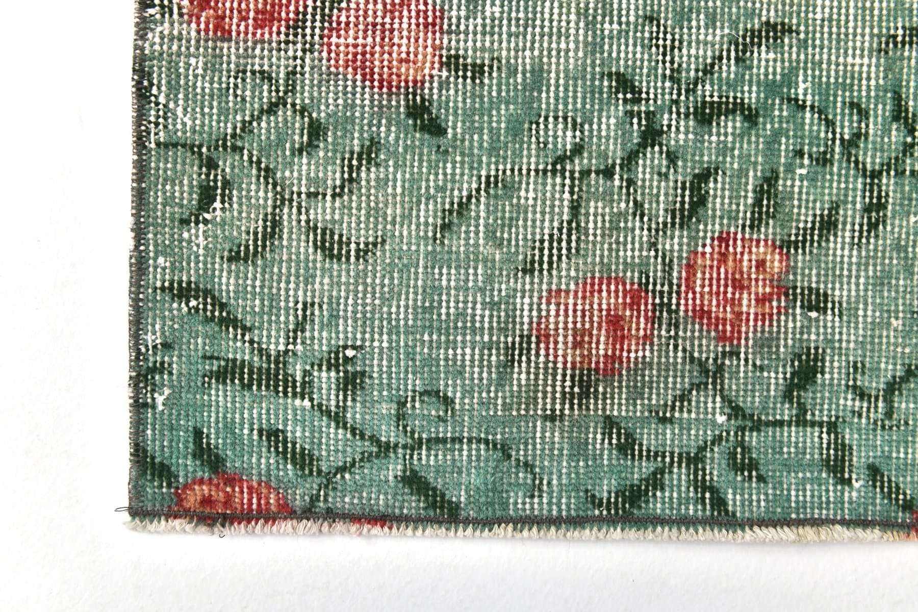 Chodnik 147x55 cm, zielony, wełna, lata 60. - 212573