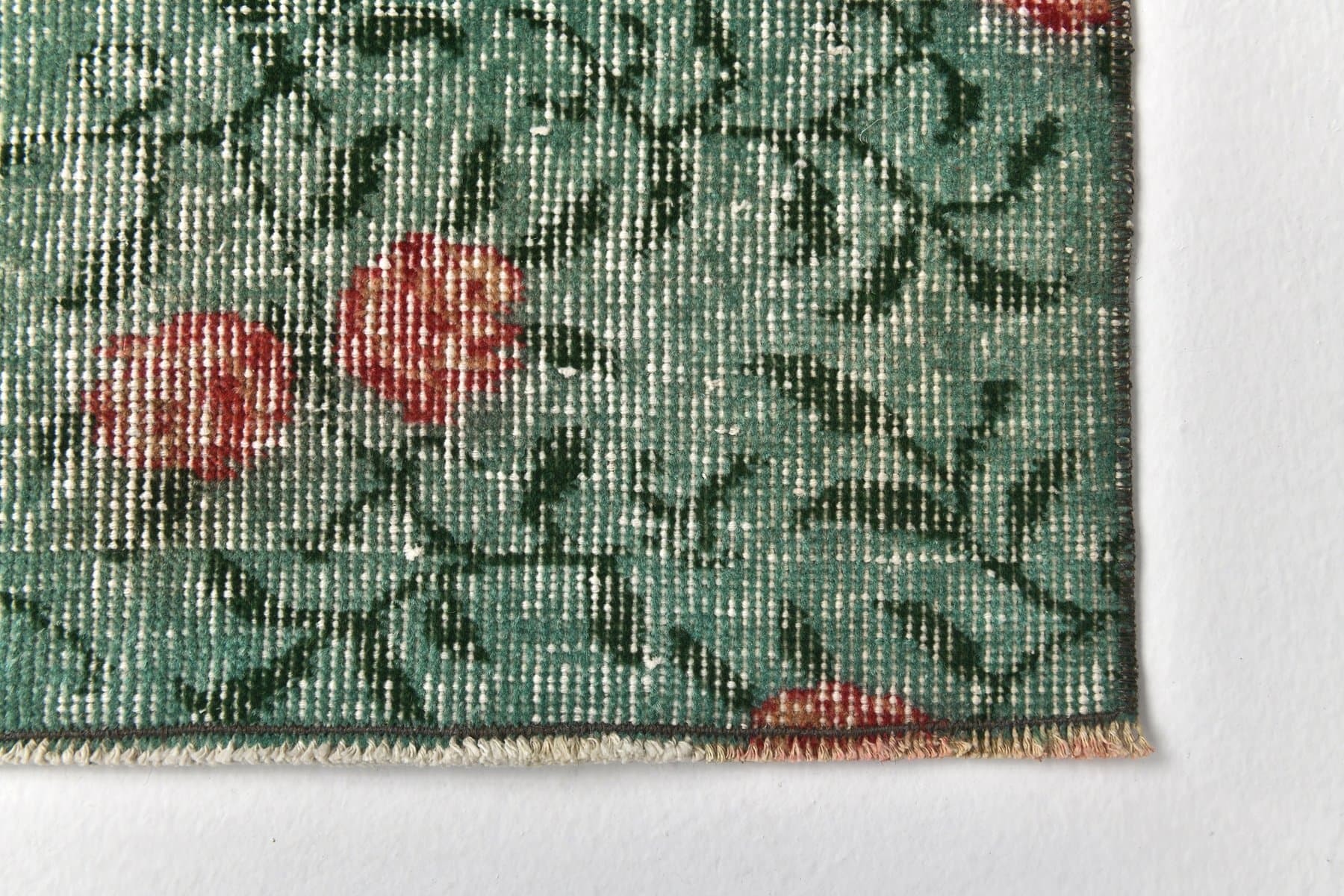 Chodnik 147x55 cm, zielony, wełna, lata 60. - 212575