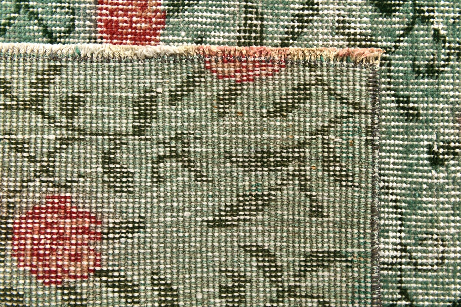 Chodnik 147x55 cm, zielony, wełna, lata 60. - 212577