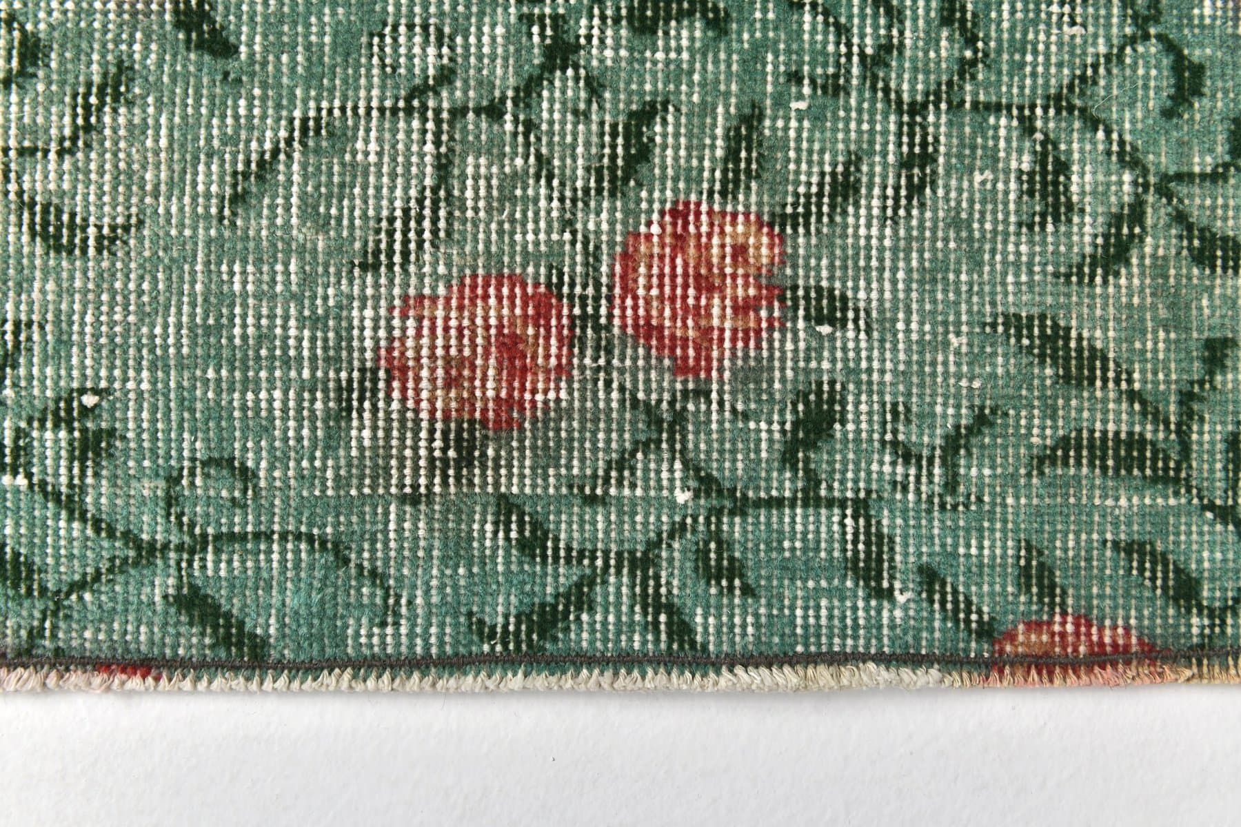 Chodnik 147x55 cm, zielony, wełna, lata 60. - 212574