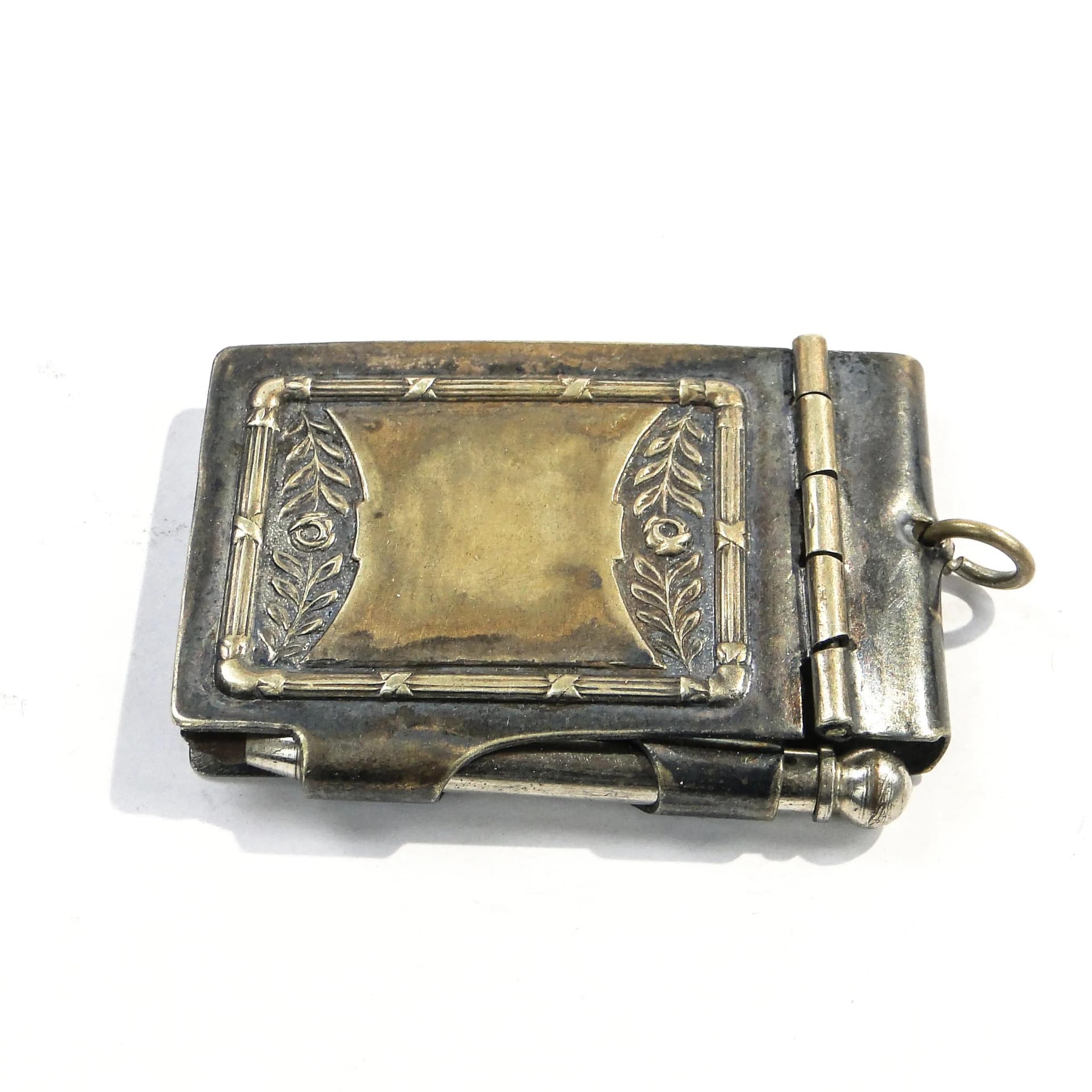 Art Nouveau dance card, silver, brass, France, early 20th c. - 15508