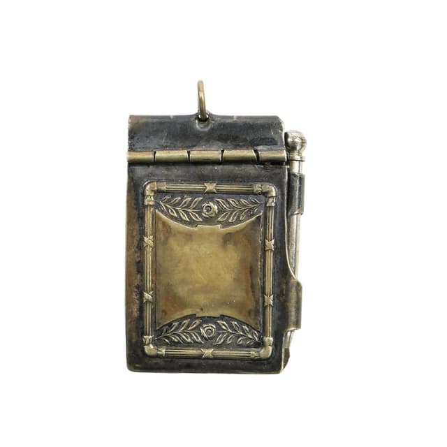 Art Nouveau dance card, silver, brass, France, early 20th c. - DIMENSION