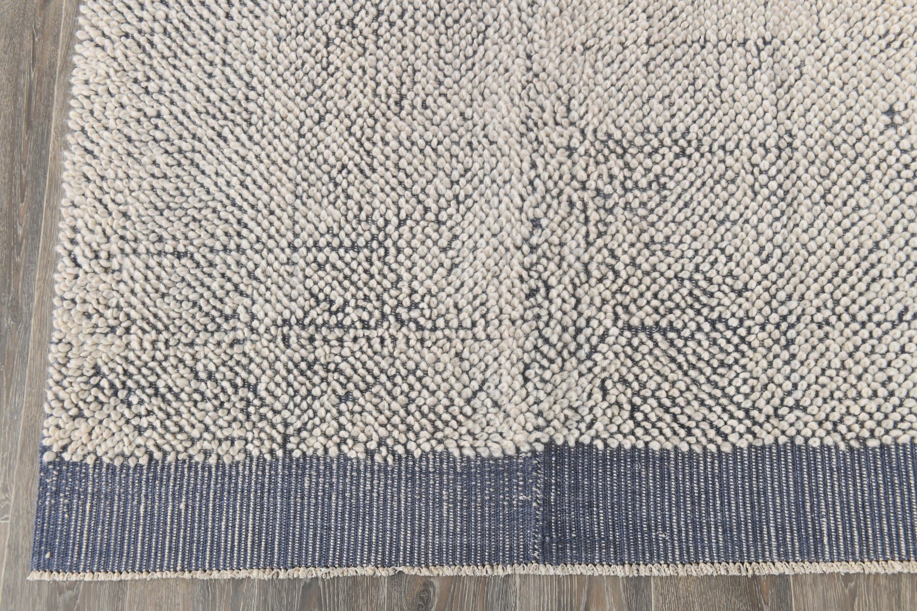 Kilim 303x194 cm, biały, niebieski, wełna, lata 90. - 212538