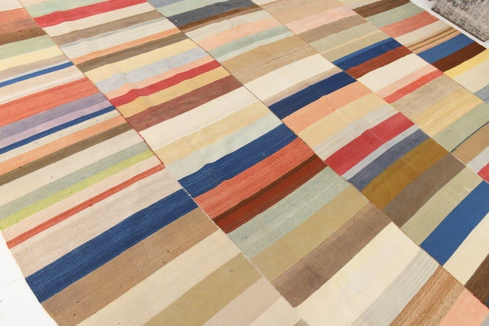 Kilim 338x303 cm, beżowy, pomarańczowy, wełna, lata 70. - 212500