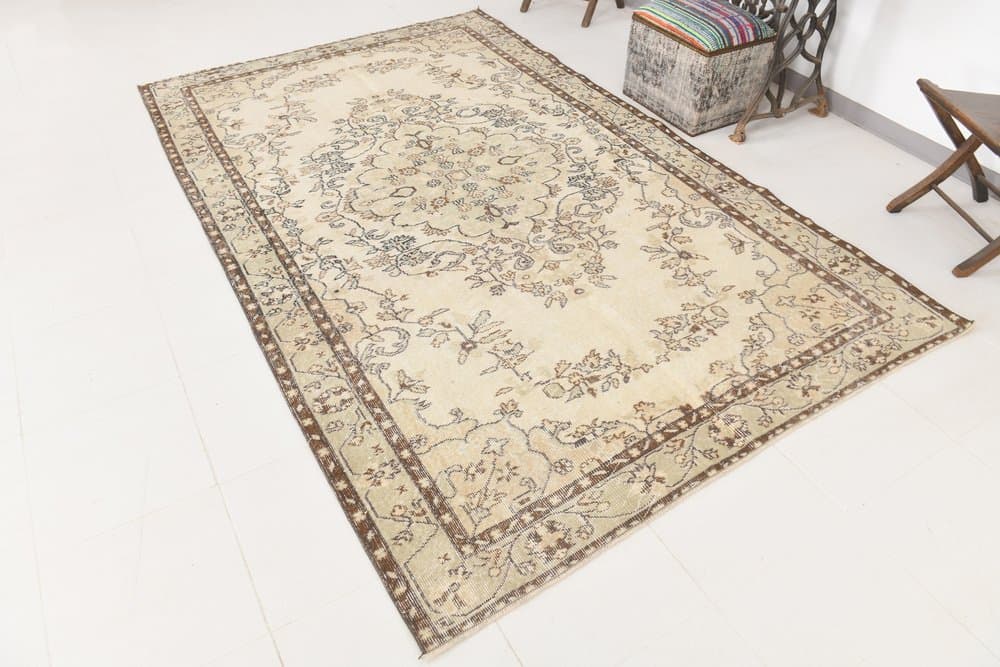 Dywan 180x293 cm, beżowy, wełna, lata 70. - 212483