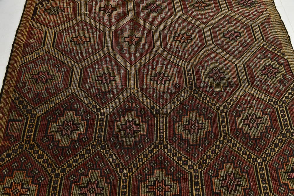 Kilim 293x194 cm, brązowy, wełna, lata 70. - 212465