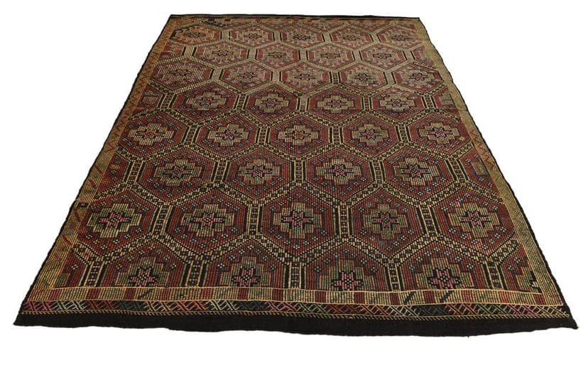 Kilim 293x194 cm, brązowy, wełna, lata 70.