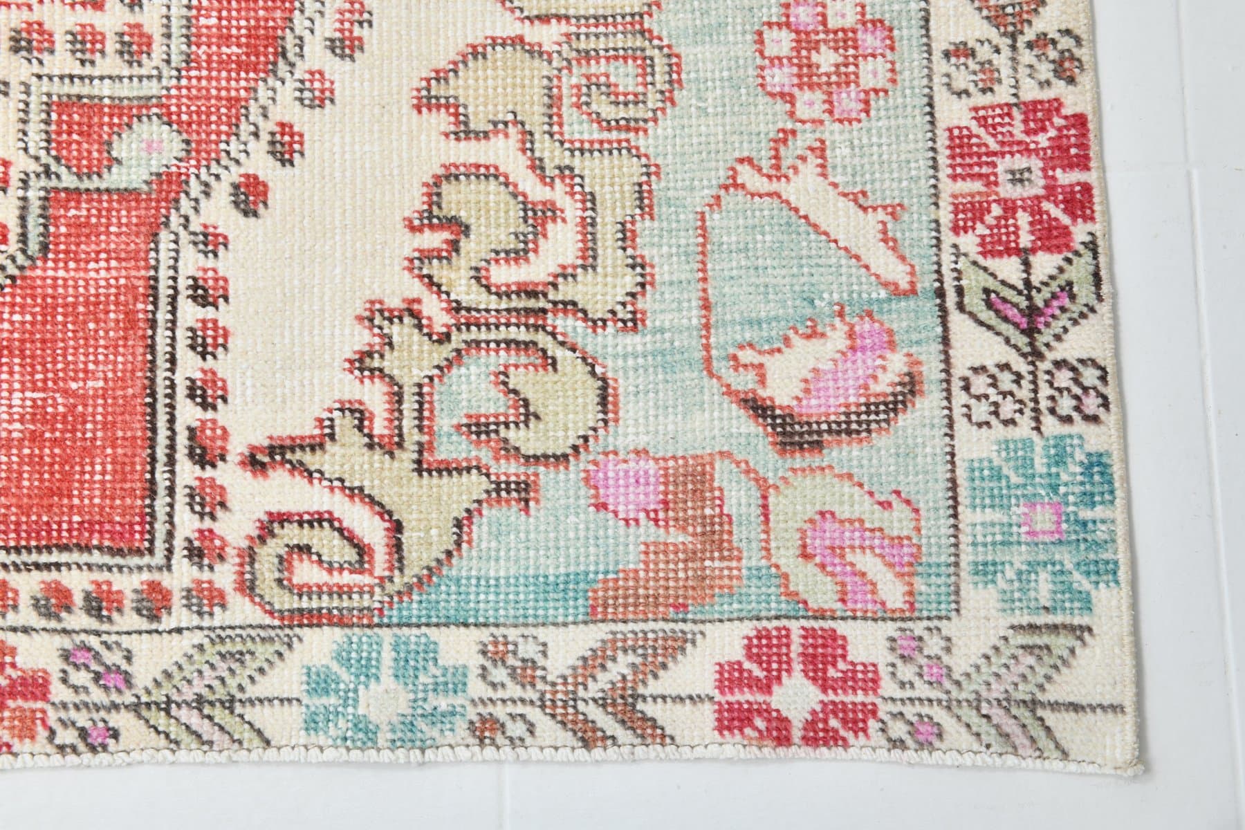 Dywan 216x123 cm, beżowy, bawełna, lata 70. - 212383