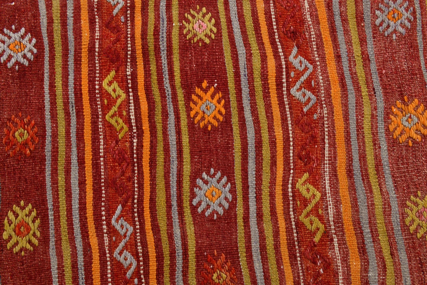 Kilim 131x203 cm, czerwony, pomarańczowy, wełna, Turcja, lata 60. - 212370