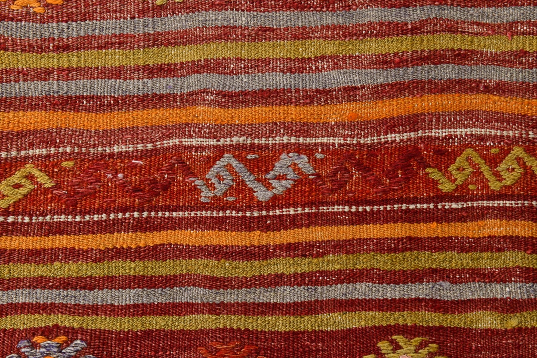 Kilim 131x203 cm, czerwony, pomarańczowy, wełna, Turcja, lata 60. - 212379