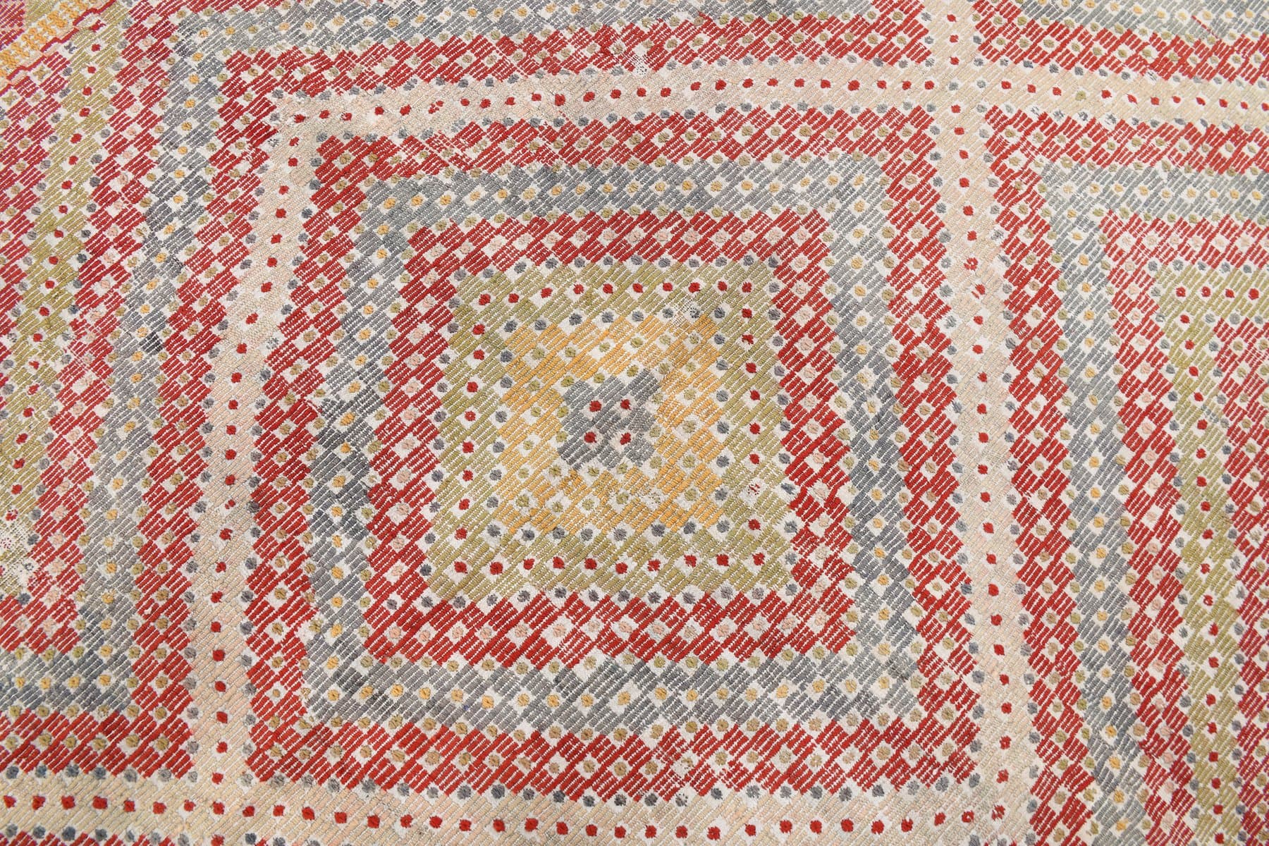 Kilim 200x312 cm, czerwony, oliwkowy, wełna, lata 70. - 212322