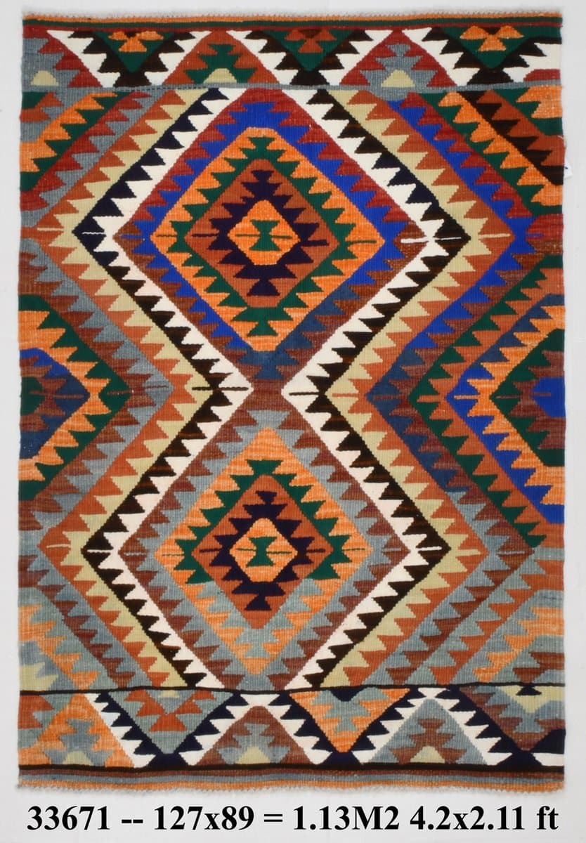 Kilim 127x89 cm, czerwony, wełna, Turcja, lata 70. - 212306