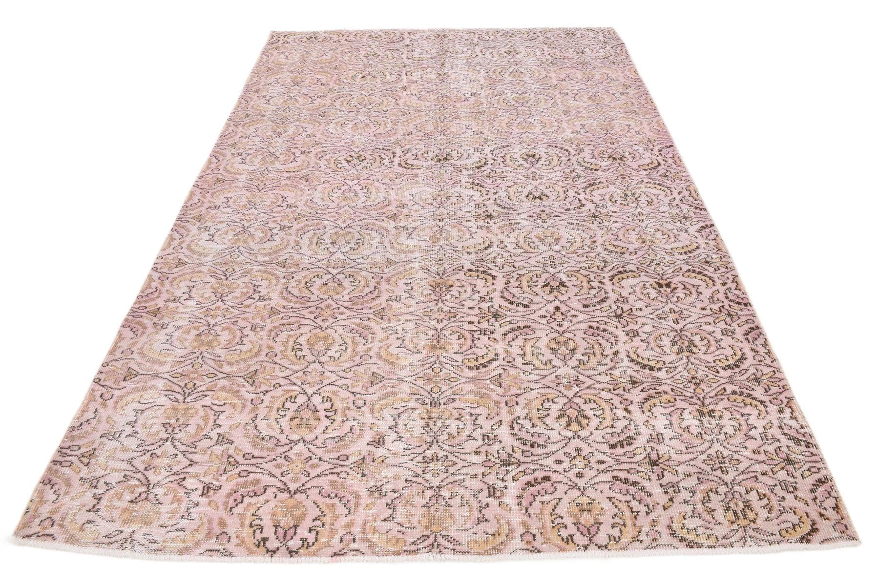 Dywan 188x280 cm, różowy, wełna, Turcja, lata 50.