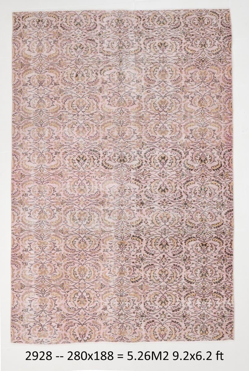 Dywan 188x280 cm, różowy, wełna, Turcja, lata 50. - 212283