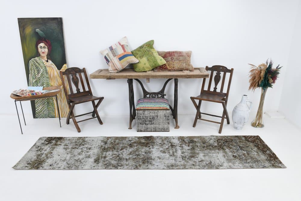 Chodnik 70x295 cm, szary, wełna, Turcja, lata 60. - 212273