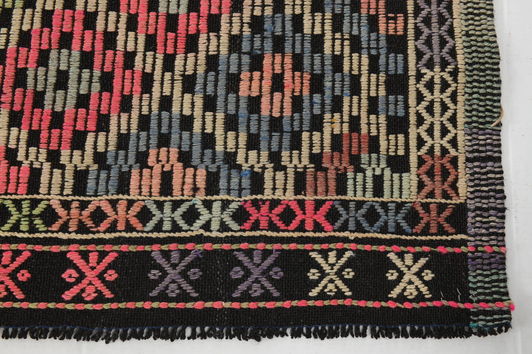 Kilim 207x262 cm, brązowy, wełna, Turcja, lata 70. - 212249