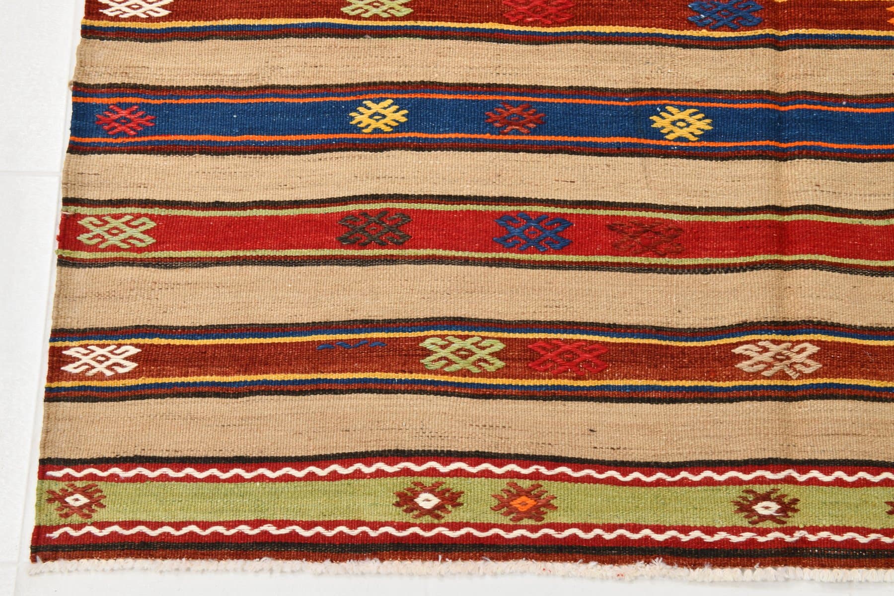 Kilim 151x240 cm, brązowy, wełna, Turcja, lata 60. - 212236