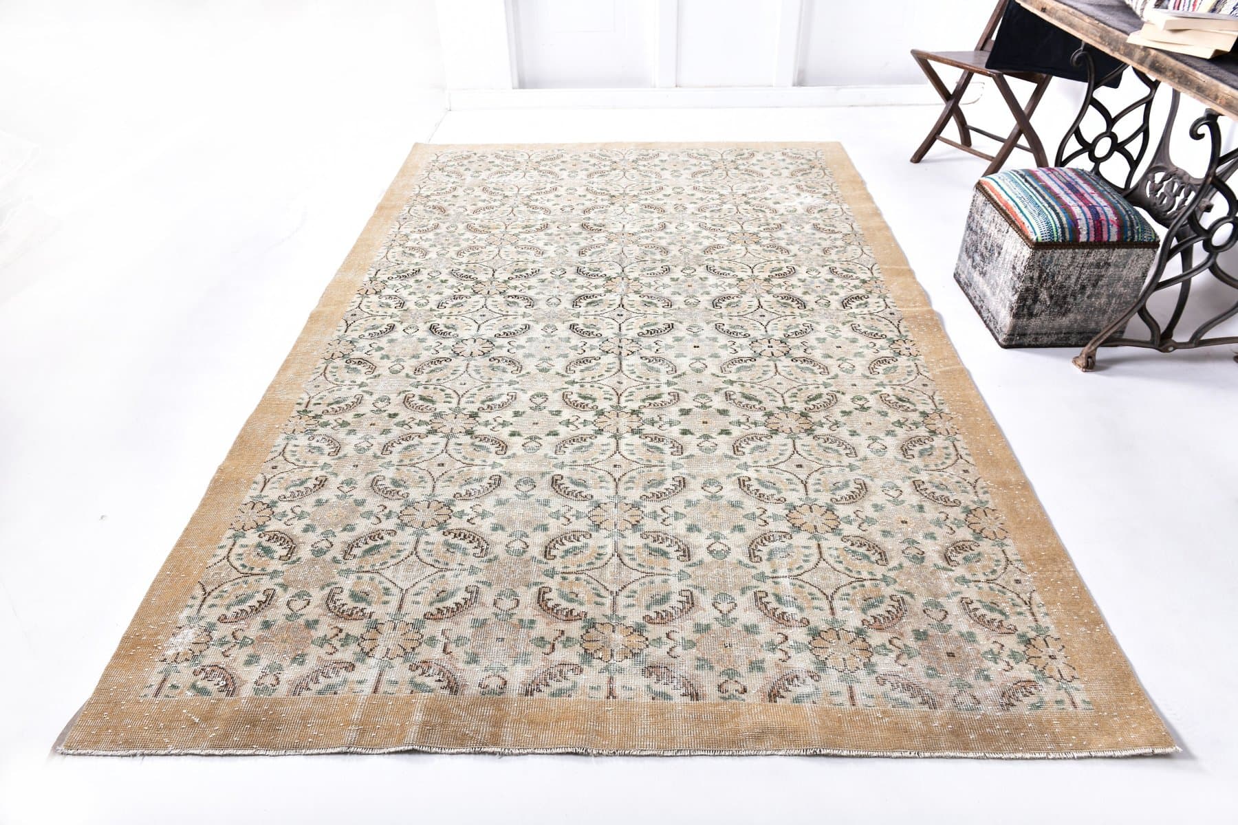 Dywan 202x313 cm, beżowy, wełna, Turcja, lata 70. - 212201