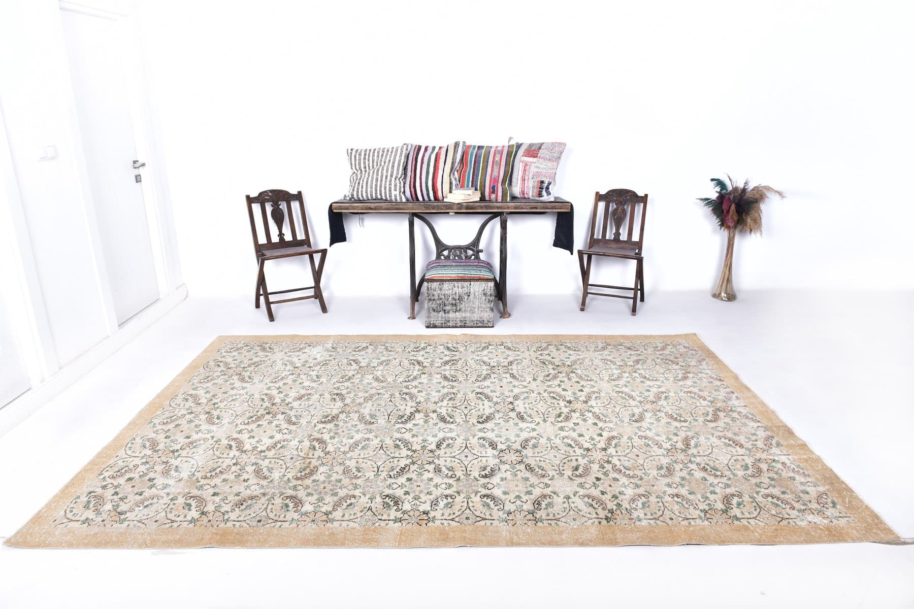 Dywan 202x313 cm, beżowy, wełna, Turcja, lata 70. - 212203