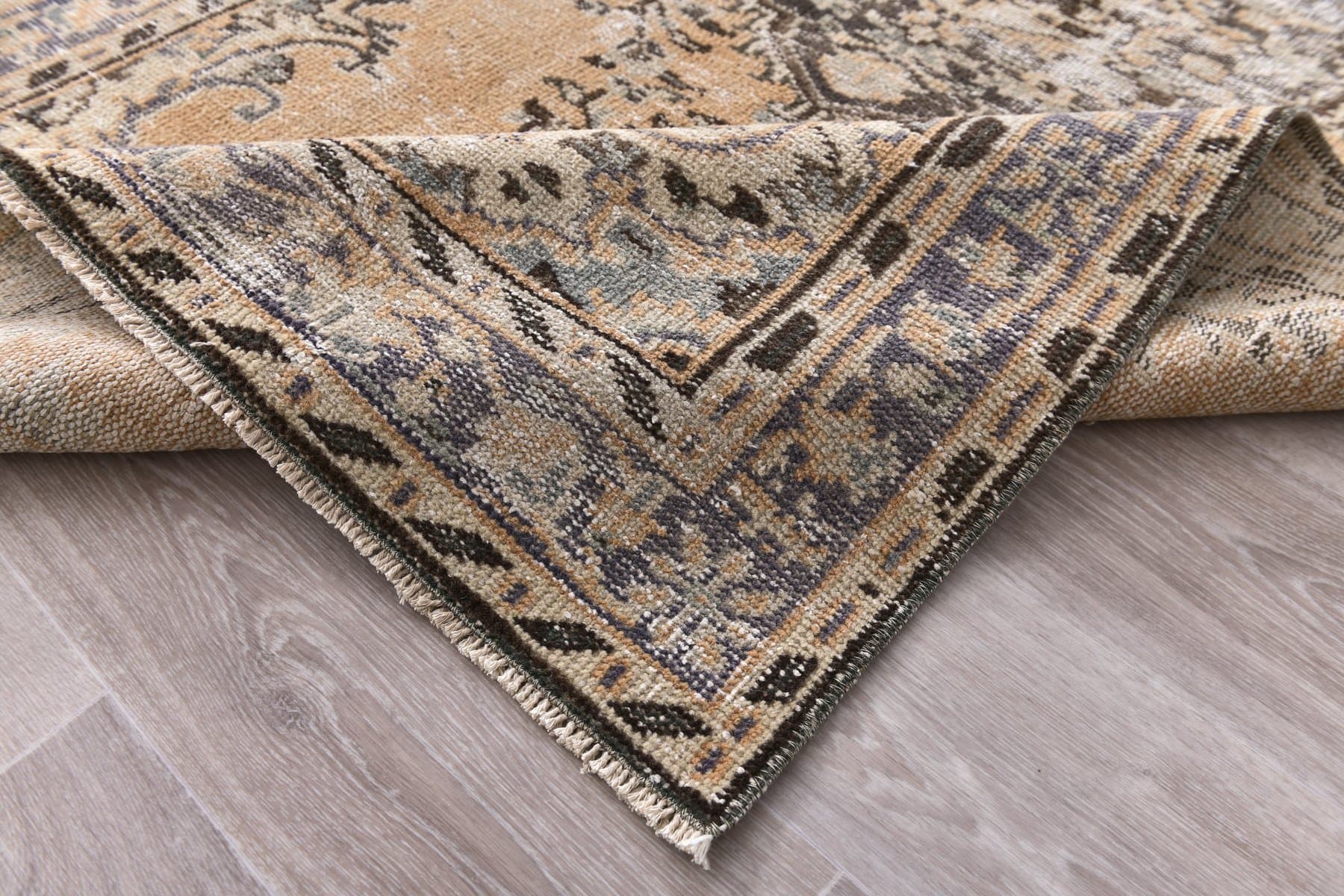 Dywan 216x122 cm, beżowy, wełna, Turcja, lata 70. - 212198