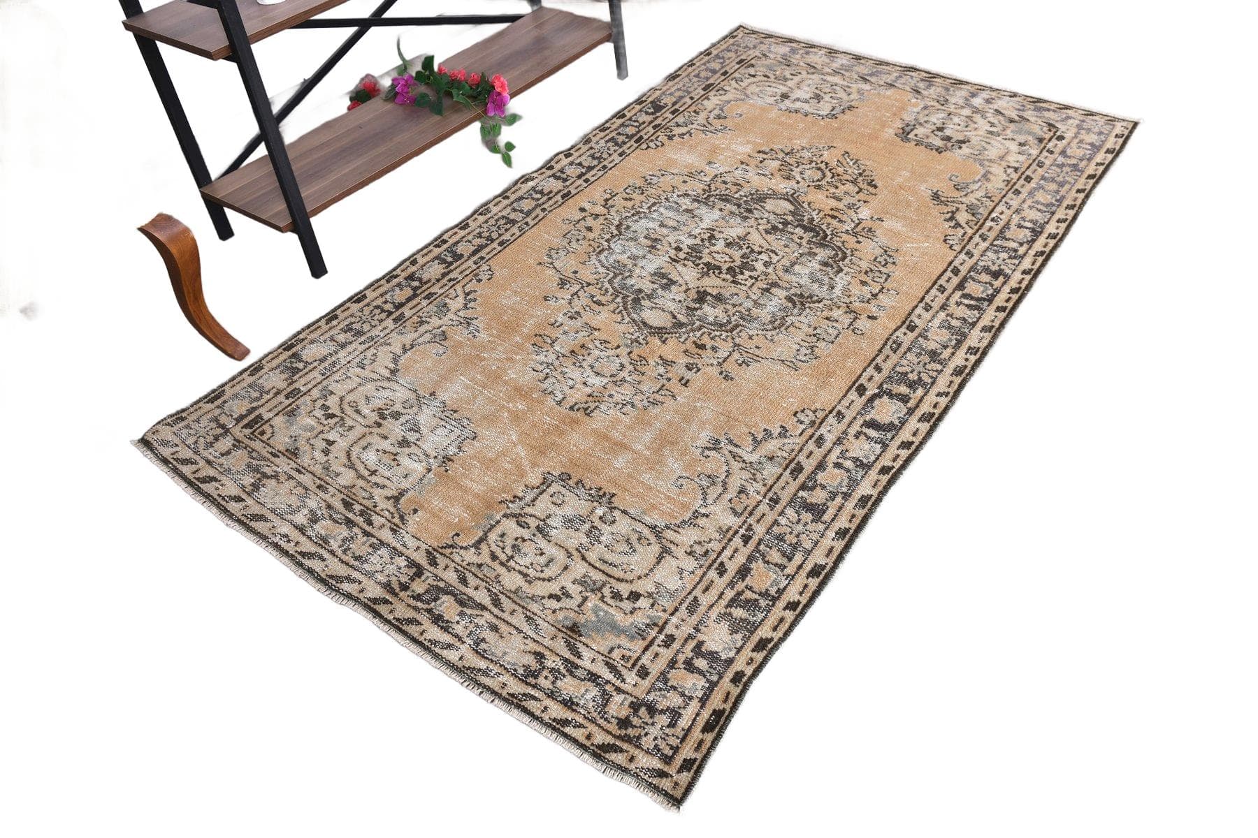 Dywan 216x122 cm, beżowy, wełna, Turcja, lata 70. - 212190