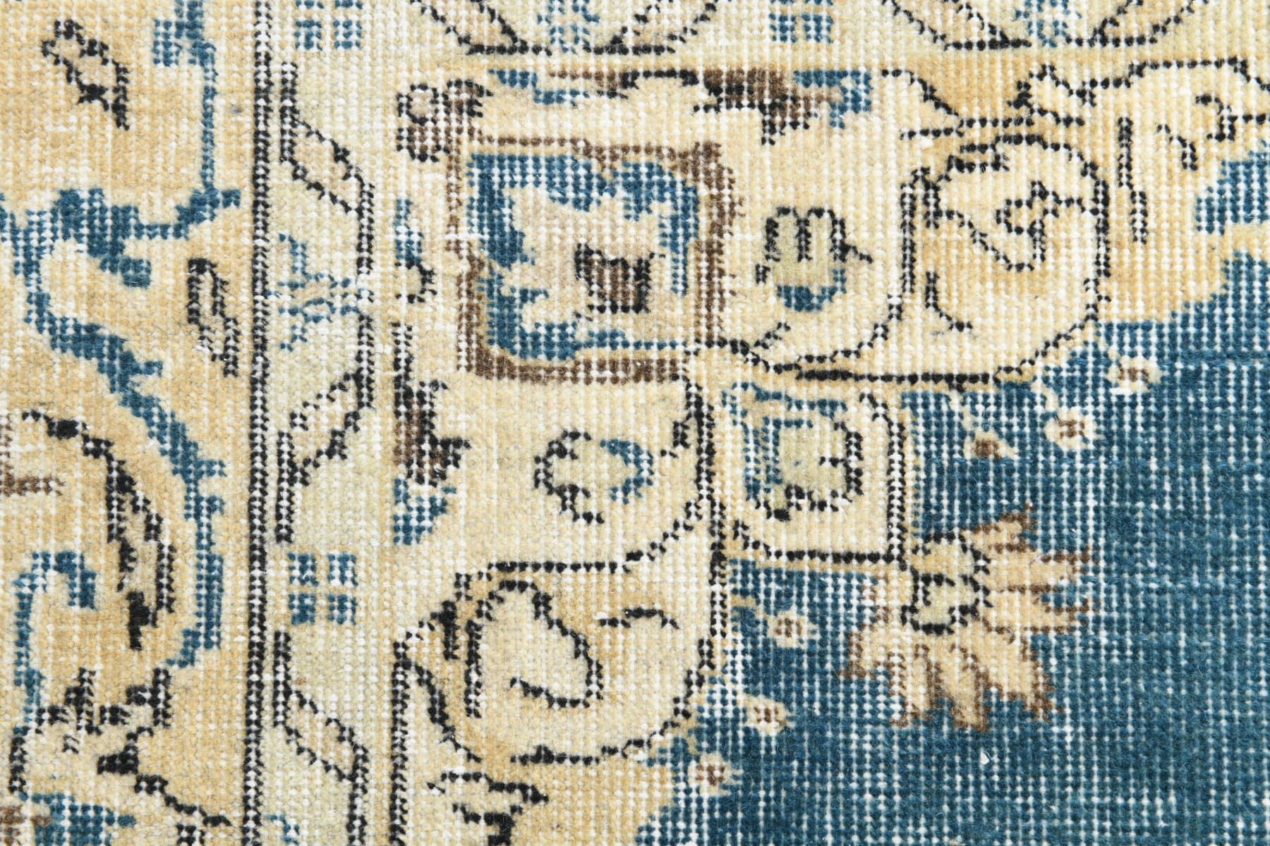 Dywan 212x112 cm, beżowy, niebieski, wełna, Turcja, lata 70. - 212167