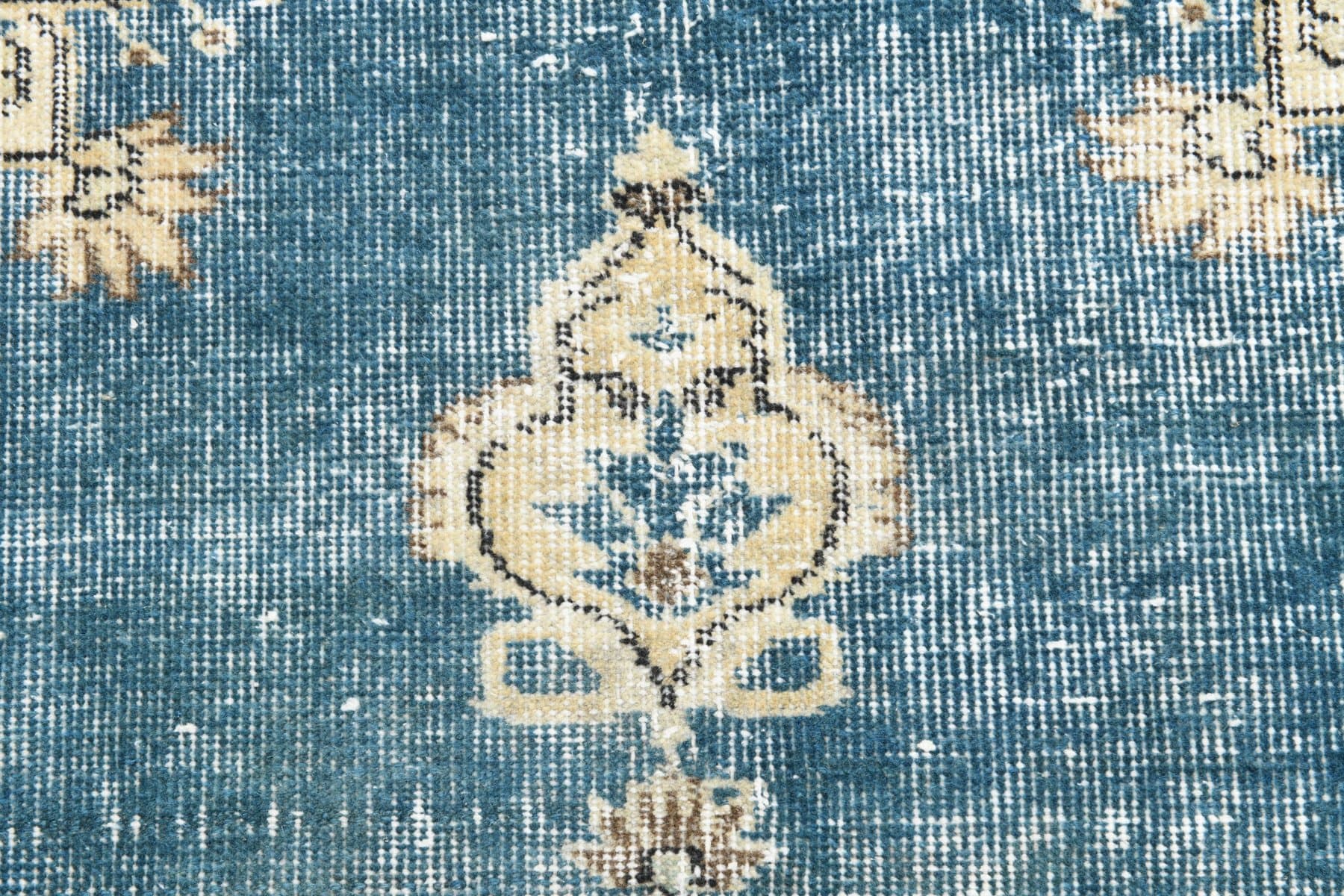 Dywan 212x112 cm, beżowy, niebieski, wełna, Turcja, lata 70. - 212177