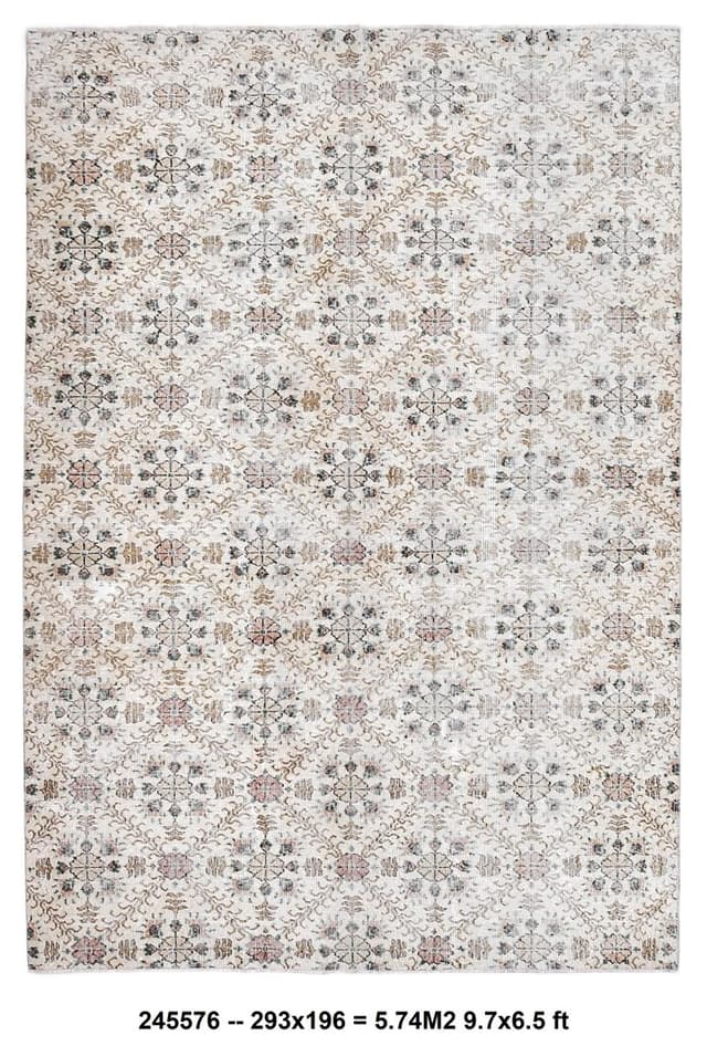 Dywan 196x293 cm, beżowy, wełna, Turcja, lata 70. - WYMIARY